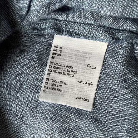 Charter Club Luxury Linen Front Tie Blue Lagenlook Top - Picture 7 of 10